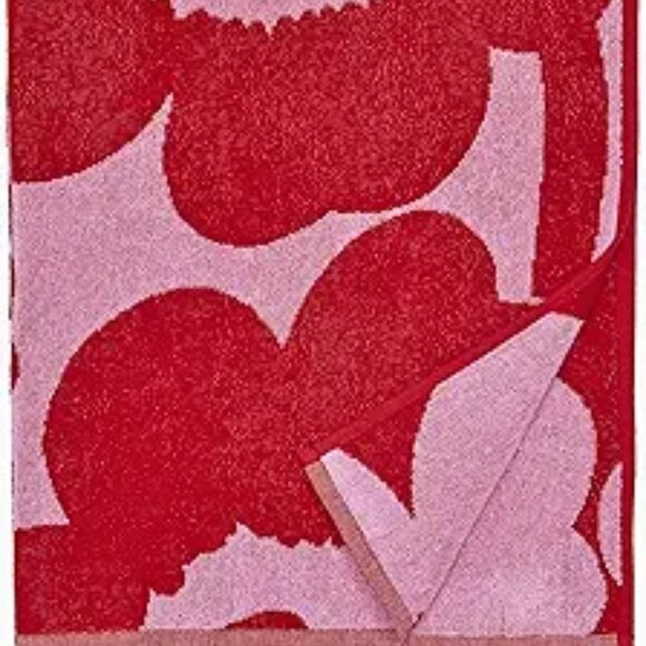 Floral Cotton Terry Bath Towel Red Soft Absorbent 59x28 Designer Bathroom Towel - Picture 8 of 8